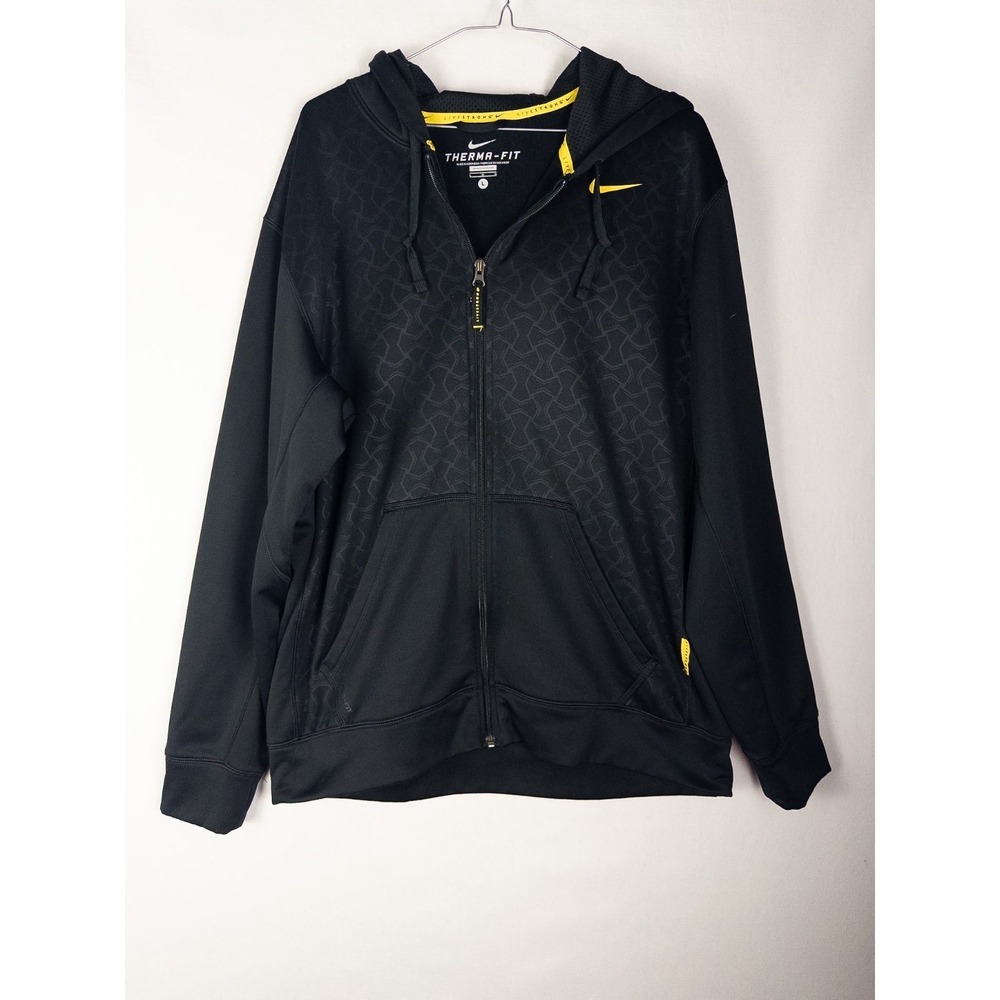 Nike Livestrong Hoodie Mens L Black Full Zip Therma Fit Fleece Activewear